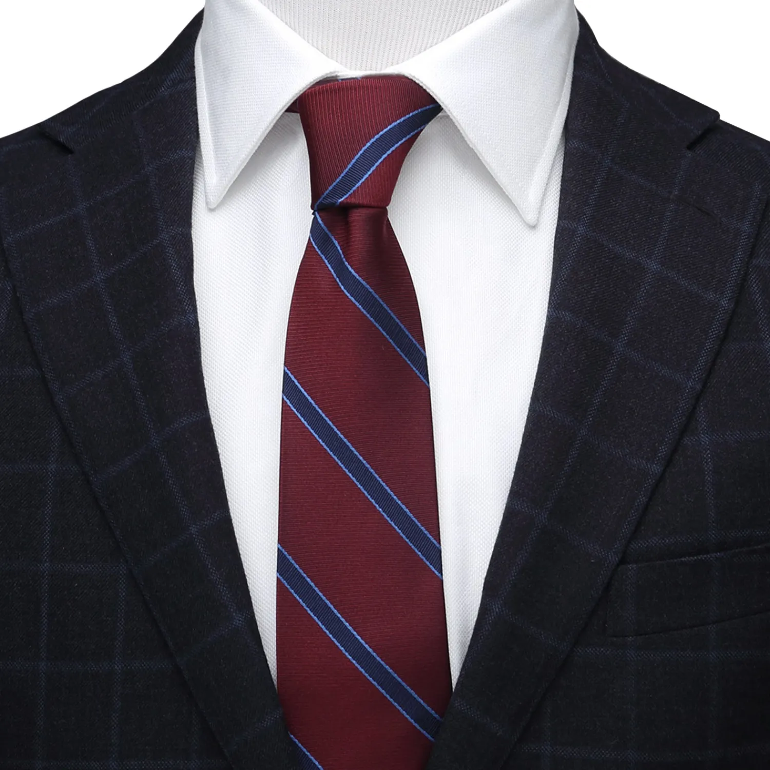 Hot The Phillip Tie (Burgundy Stripe Men's Tie) Classic Ties