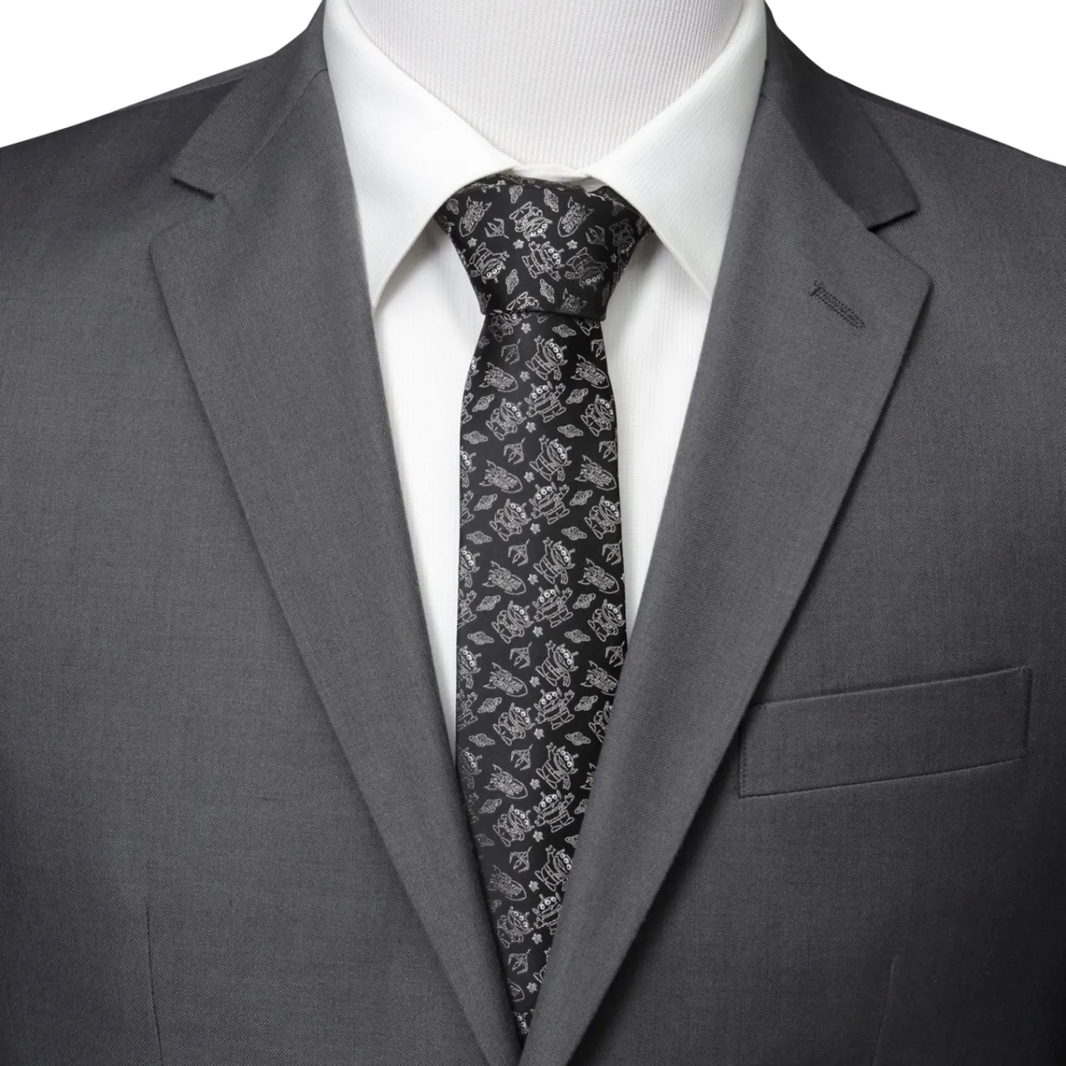 Cheap Toy Story Alien Print Black Men's Tie Disney Ties