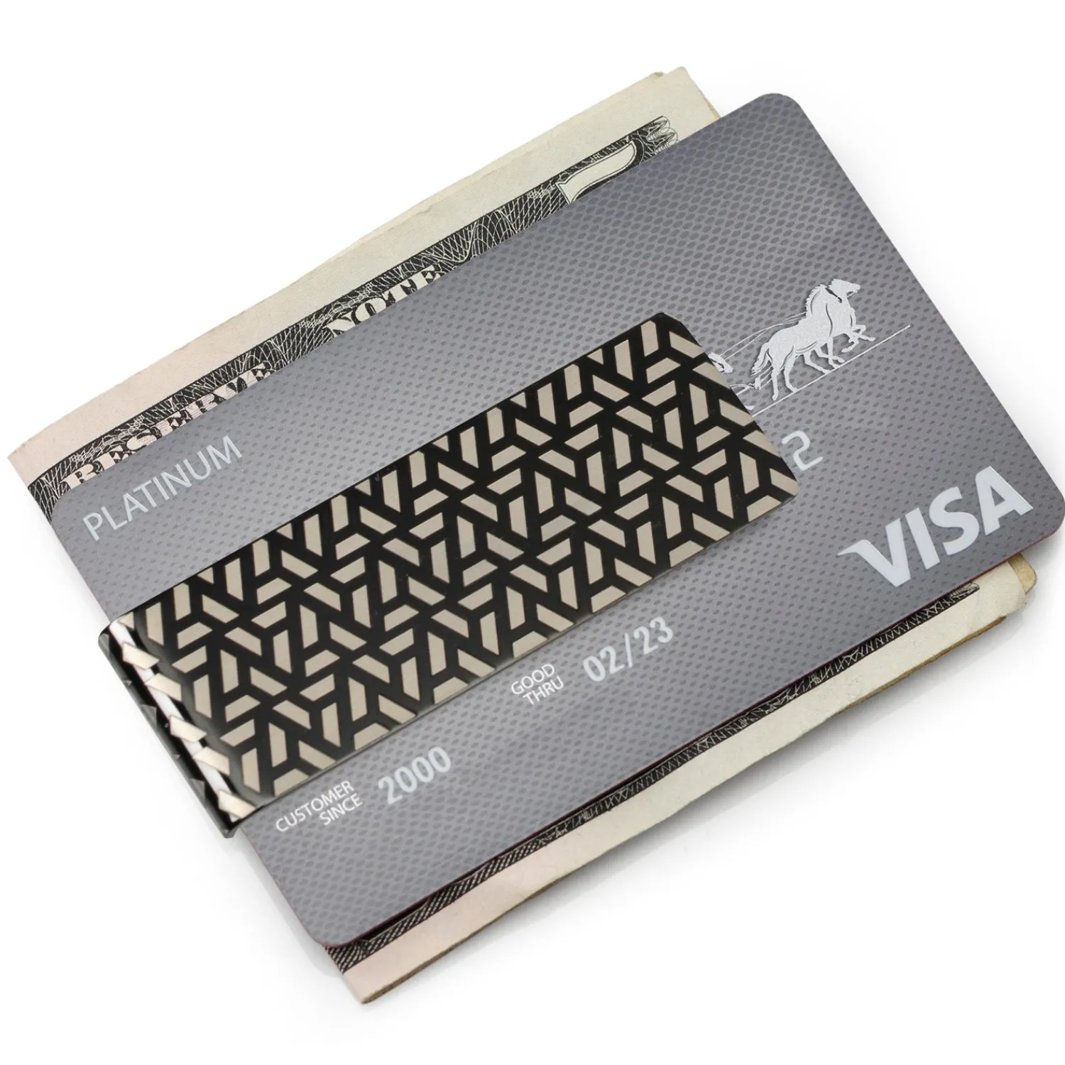 Cheap Treaded Geometric Stainless Steel Gunmetal Engravable Money Clip Money Clips