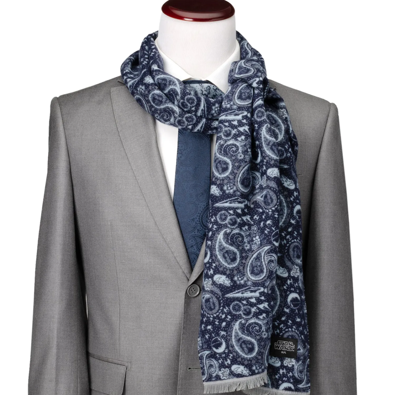 Fashion Vader Paisley Blue and Gray Scarf Scarves