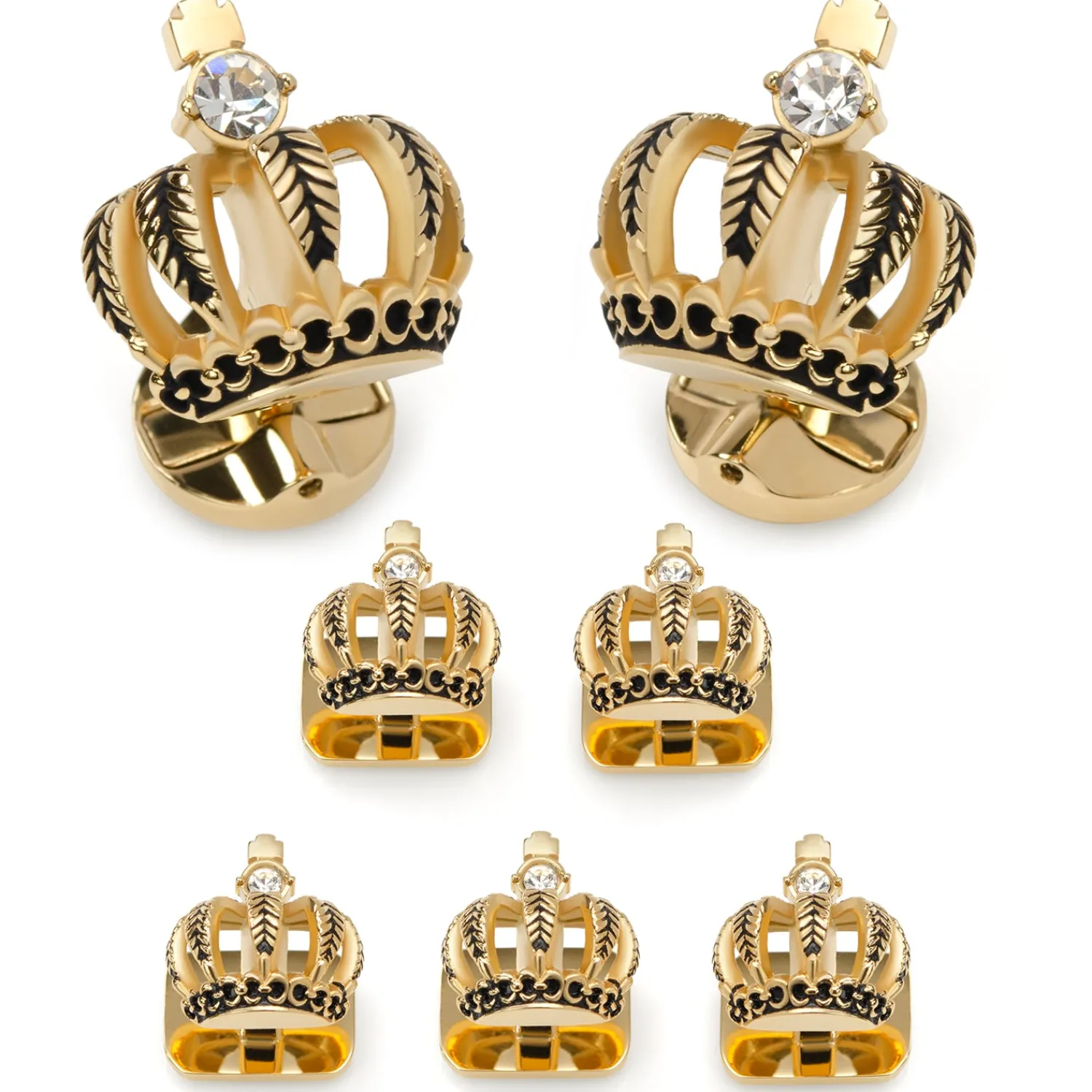 Outlet VDP 3D Crown Gold Crystal Stud Set Stud Sets