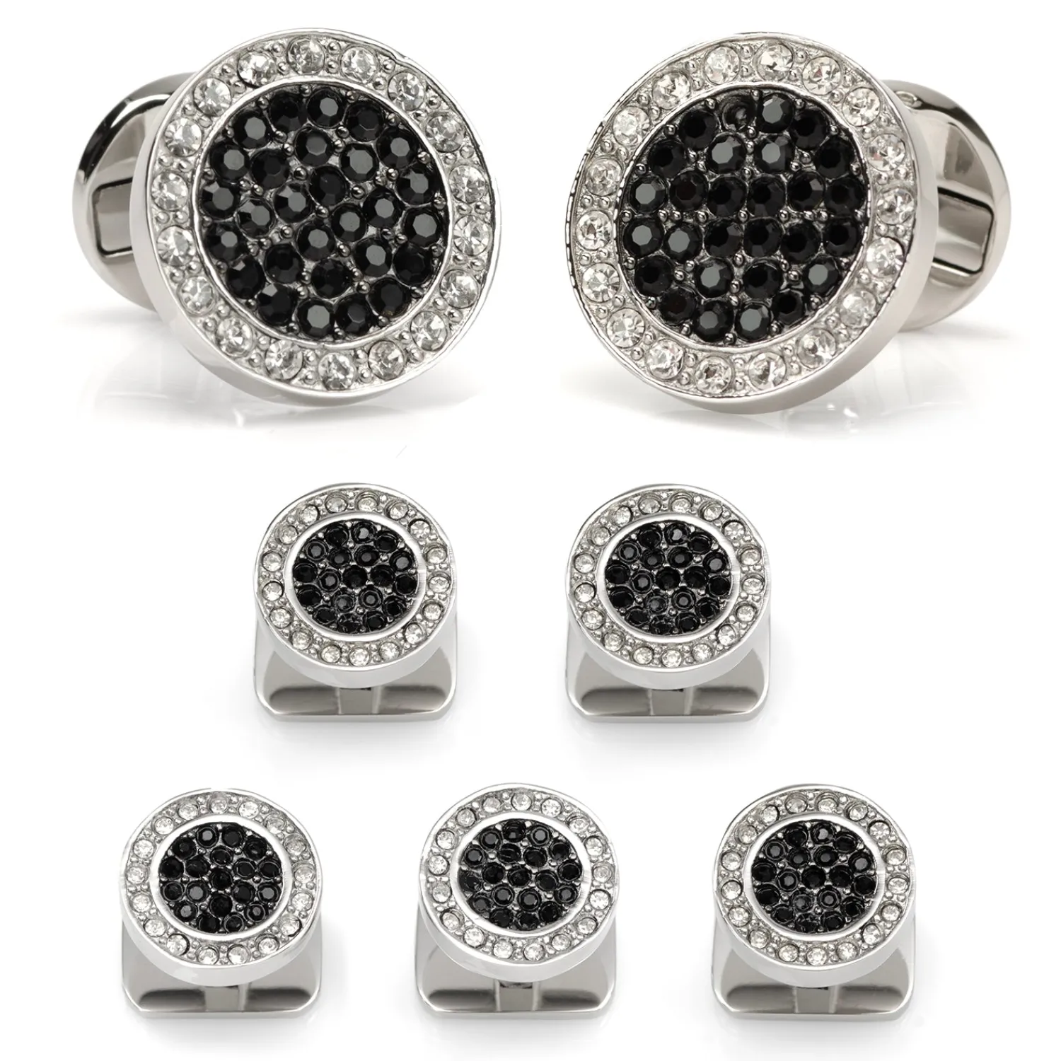 New VDP White & Black Pave Crystals Stud Set Stud Sets