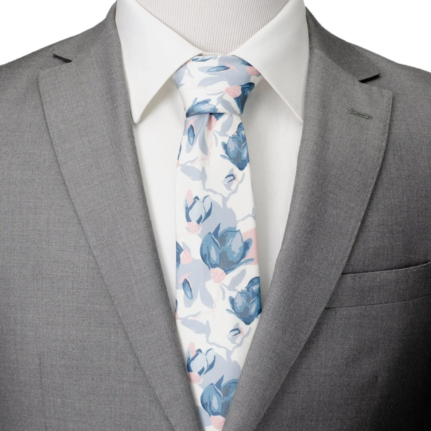 Hot White Floral Patterned Printed Men's Tie Classic Ties