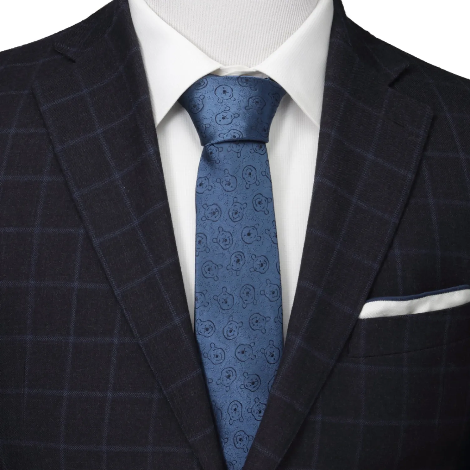 Sale Winnie The Pooh Blue Tonal Men's Tie Disney Ties