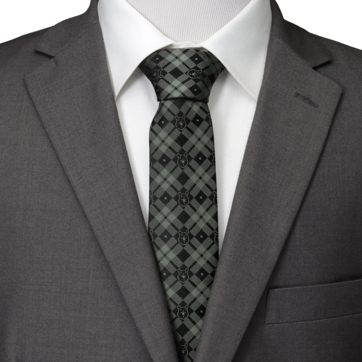 Shop Winnie The Pooh Green Black Plaid Men's Tie Disney Ties