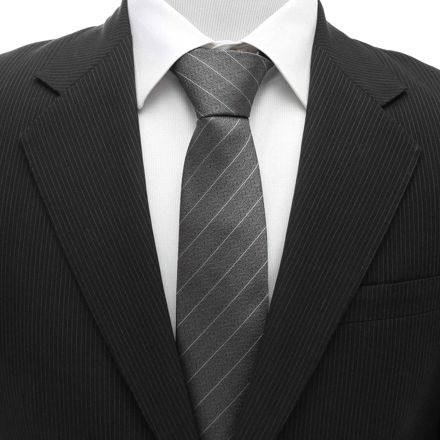 Store Woven Gray Stripe Men's Tie Classic Ties
